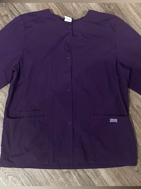 Women's Purple Long-Sleeve Medical Scrub Jacket